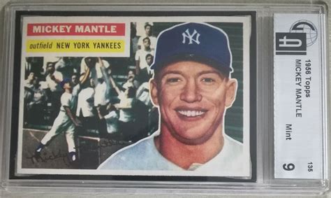 1956 Topps 135 Mickey Mantle Yankees HOF Gray Back GAI 9 MINT EBay