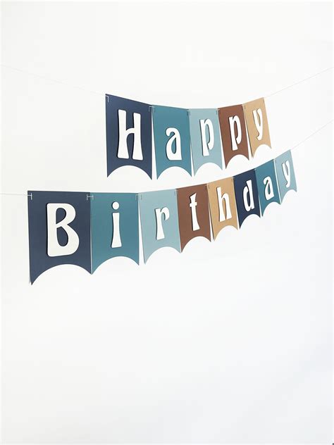 Boy Birthday Banner Blue Birthday Banner Brown Birthday - Etsy