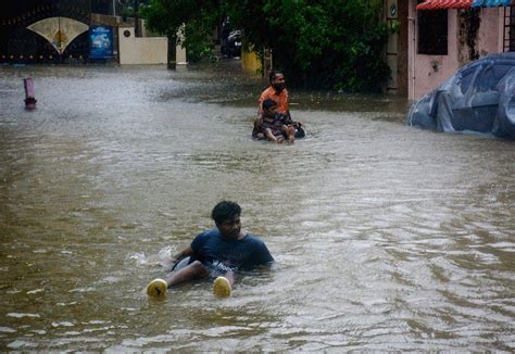 A Waterlogged Area During Heavy Rain Owing To Cyclone Michaung