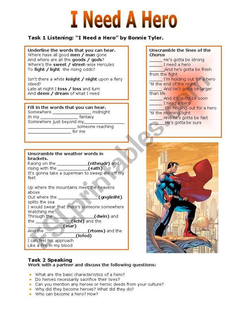 Do We Need Heroes Esl Worksheet By Catherine Shutik Worksheets Library