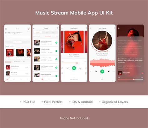 Premium Psd Music Stream Mobile App Ui Kit