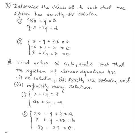 Solved I The Determine The Values Of K Such That System