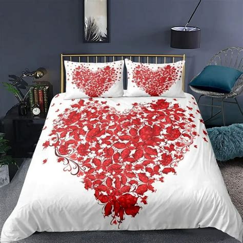 3d Shiny Red Golden Rose Flowers Duvet Cover Set With Pillowcase