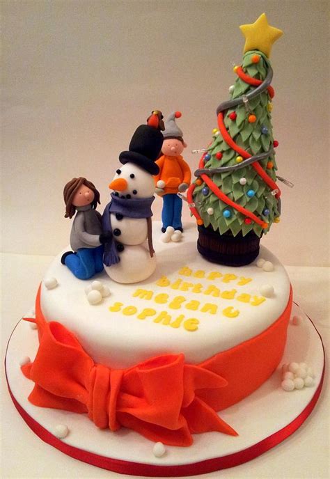 Christmas themed birthday cake (with lights) - Decorated - CakesDecor