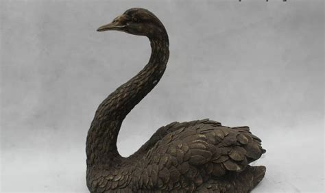 Chinese Folk Pure Bronze Lucky Excellent Lifelike Beautiful Swan