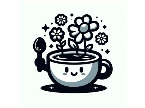 4 Cartoon Character Cup with Flower Graphic by LINEART3 · Creative Fabrica