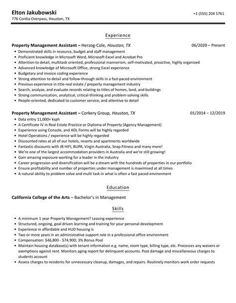 Property Management Assistant Resume Samples Velvet Jobs