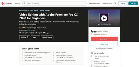 Video Editing With Adobe Premiere Pro Cc 2020 For Beginners Enroll