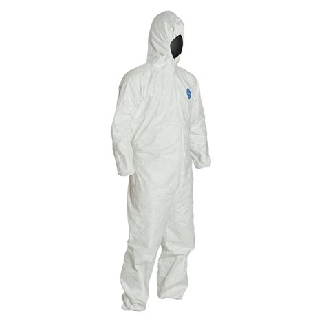 Dupont Tyvek Disposable Coverall With Hood Elastic Cuff White Pack