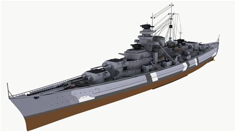 Bismarck class battleship 3D Model $9 - .unknown .obj .max .fbx .dae ...