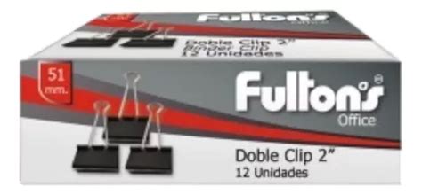 Clip Doble Negro 51 Mm Metalico Caja 12 Unidades Fultons Cuotas Sin