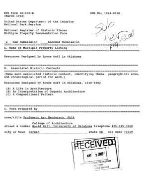 Fillable Online Pdfhost Focus Nps NPS Form 10 900 B March 1992 United