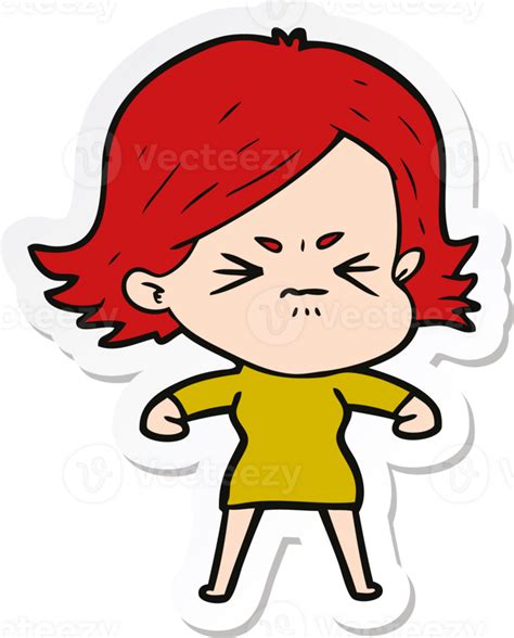 Sticker Of A Cartoon Angry Girl 45294472 Png