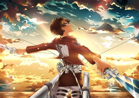eren yeager soaring stunning hd attack  titan anime wallpaper