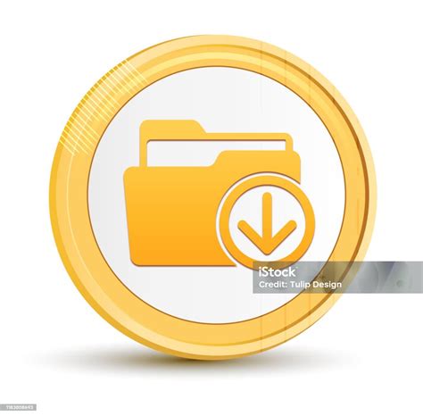 Download Files Icon Gold Round Button Golden Coin Shiny Frame Luxury