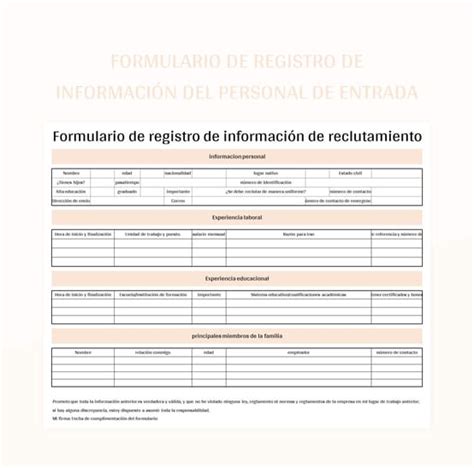 Plantilla De Formato Excel Formulario De Registro De Informaci N Del