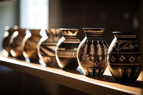 Premium AI Image | Traditional Native American pottery displayed in an ...