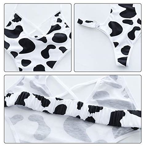 Mywaxberry Womens Sexy Anime Cow Bikini Lingerie Lolita Want It All