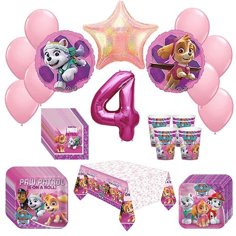 Girl Pups Paw Patrol Skye And Everest 4th Birthday Party Pack 52pc