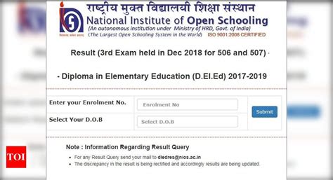 NIOS Result NIOS DElEd Exam Result 2018 Declared At Nios Ac In Check