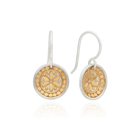 Barmakian Anna Beck Classic Flower Dish Drop Earrings