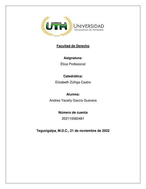 Tarea Parcial Andrea Garcia Facultad De Derecho Asignatura