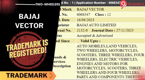 Bajaj Vector Trademark Registered In India New Model Launch Soon