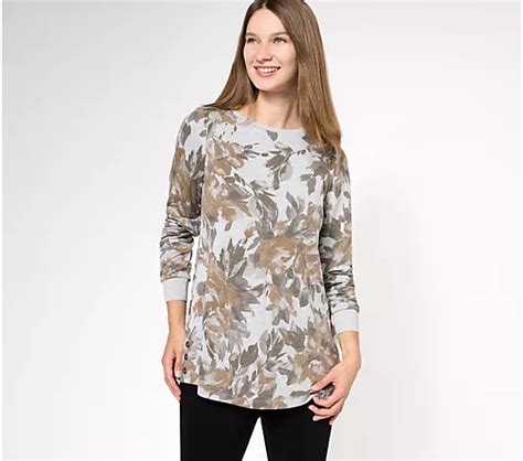 Susan Graver Weekend Regular Printed Melange French Terry Tunic