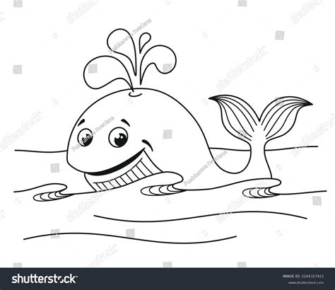 Coloring Page Outline Cartoon Whale Book Stock Vector (Royalty Free ...