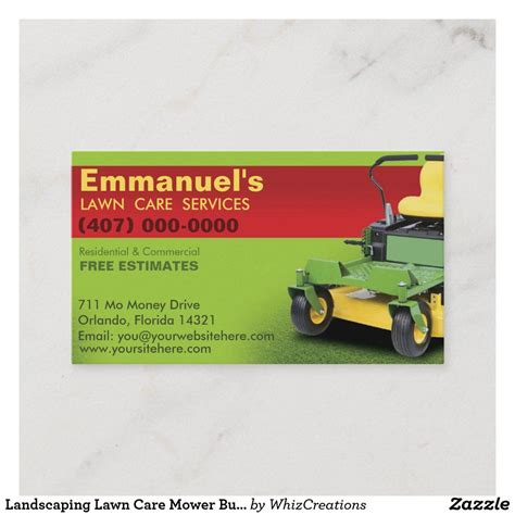 Landscaping Lawn Care Mower Business Card Template Artofit