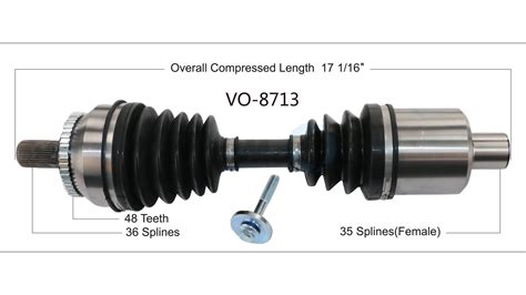 CV Axle Shaft Front Driver Side Updated Design Surtrack VO 8713