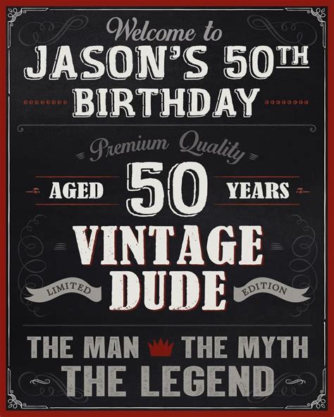 Vintage Dude Welcome Birthday Sign 16 X 20 Printable Birthday Welcome Poster Personalized