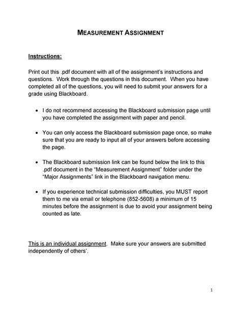 Measurement Assignment Measurement Assignment Instructions Print Out This Pdf Document With