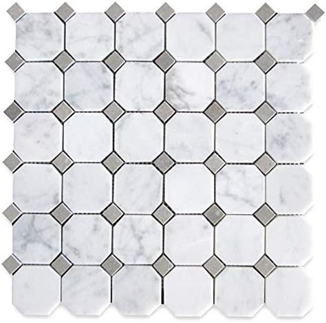 Stone Center Online Carrara White Marble X Basketweave Mosaic Tile W