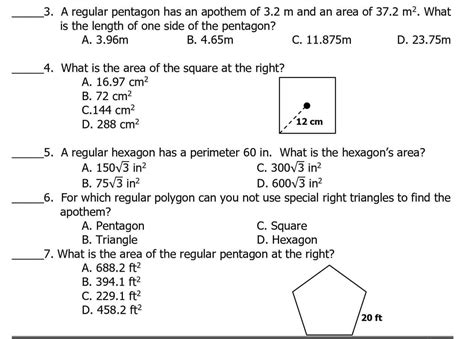 Solved 3. A regular pentagon has an apothem of 3.2 m and an | Chegg.com