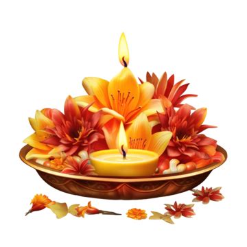 Feliz Diwali Con Diya Y Flores Ilustraci N Vectorial Premium Png