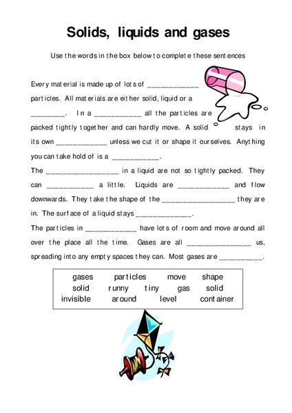 Solids Liquids And Gases Worksheets