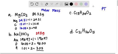 Solved Calculate The Molar Mass For Each Of The Following A