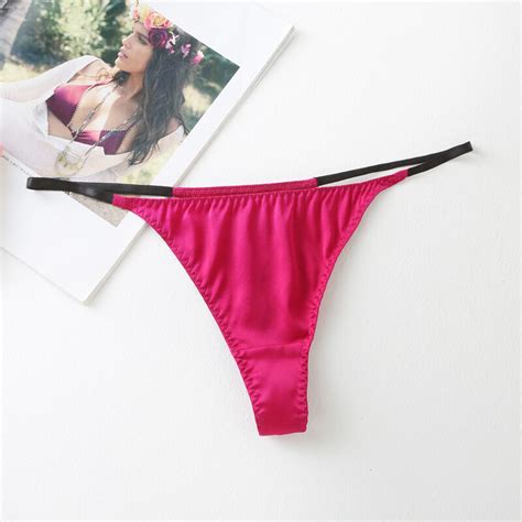 Pairs Lot Pure Silk Knit Womens String Bikini Panties Solid Tanga Size S M L EBay