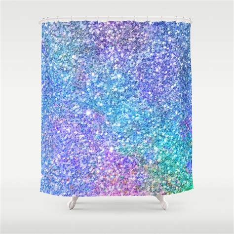 A Shower Curtain With Multicolored Glitter On It