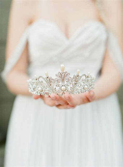 Full Bridal Crown With Pearls Alexandra Swarovski Crystal Wedding