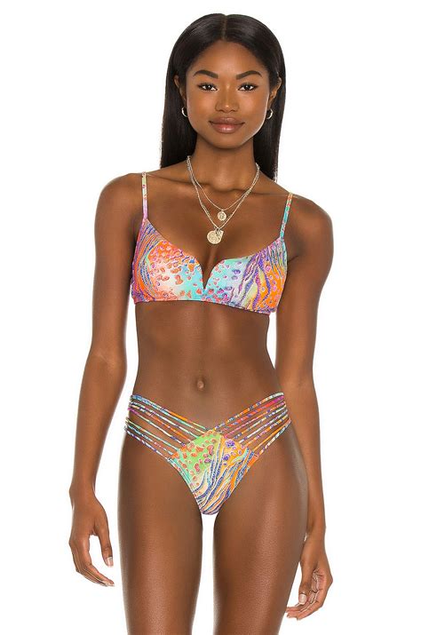 Luli Fama V Splice Bikini Top In Wild Waters REVOLVE