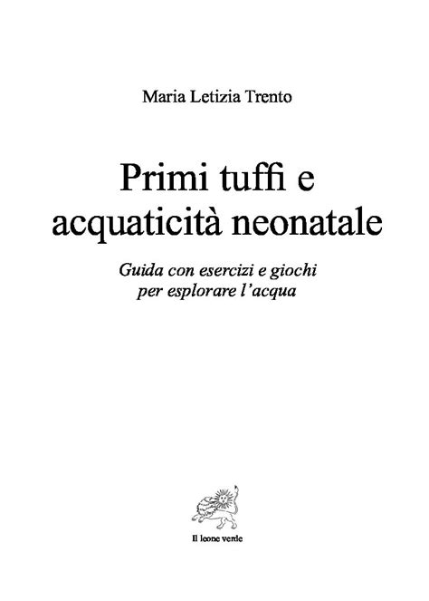 Primi tuffi e acquaticità neonatale Libro Il Leone Verde Edizioni