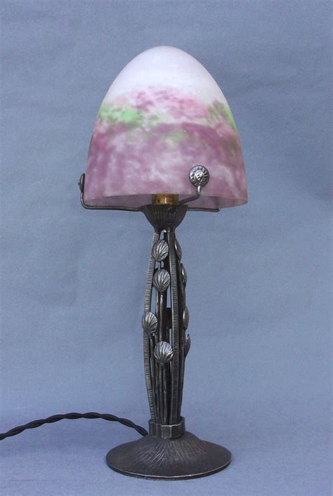 Marcel Vasseur Muller Frères Lunéville Lampe Fer forgé Verre