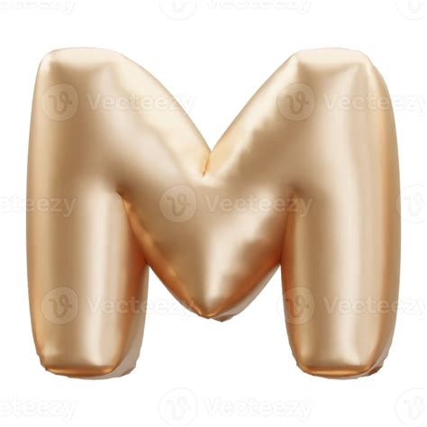 Gold Letter Alphabet Balloon Gold Balloon Letter M 3d Rendering 26848001 Png