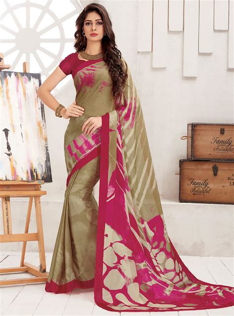 Beige Crepe Casual Wear Saree 114425 Saree Designs Indian Women