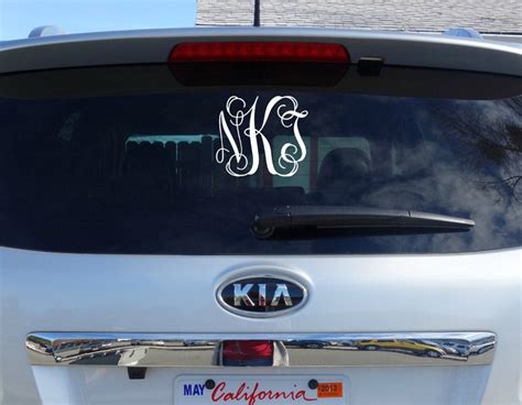 Monogram Car Window Decal Initials Car Window Decal Etsy