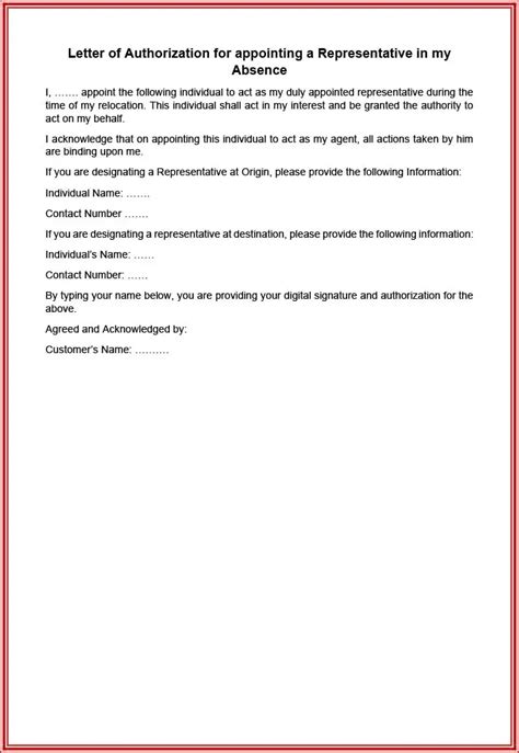 Representative Letter Of Authorization Certify Letter