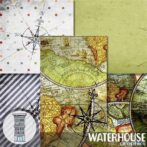 Vintage Travel Digital Scrapbooking Paper Pack Instant Digital Etsy