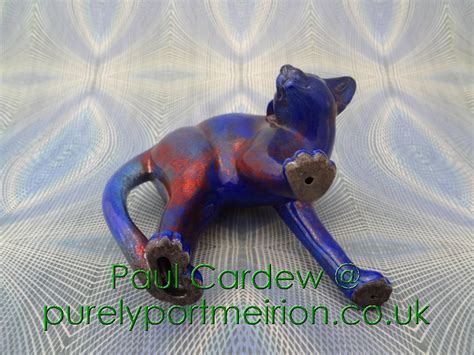 Paul Cardew Design Cool Catz Scared Blue Raku Pcd